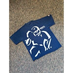 Vintage 90s Starter Emmitt Zone Football T Shirt Mens Navy Blue Graphic Tee‎